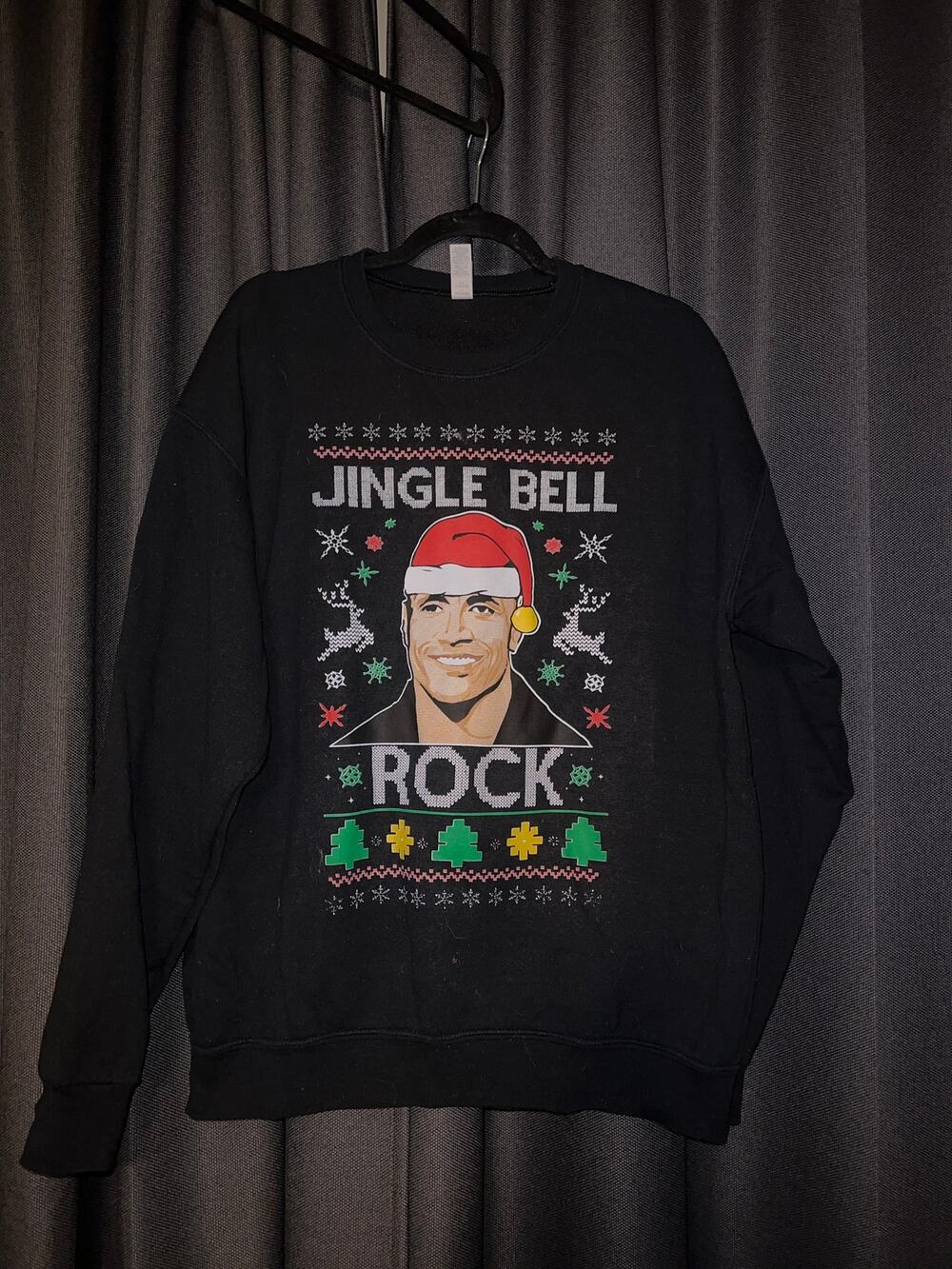 Ugly Christmas Sweater Xmas Sweatshirt Crewneck Size Large The Rock